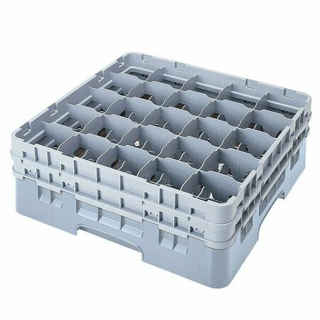 CAMBRO 25S738151 Camrack 7 3/4'' High Customizable Gray 25 Compartment Glass Rack with 3 Extenders 21425S738GY